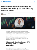 Ethereum Shows Resilience as SharpLink Adds $15.76M in ETH; What's Next? - CryptoNewsZ