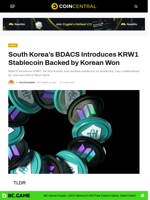 South Korea’s BDACS Introduces KRW1 Stablecoin Backed