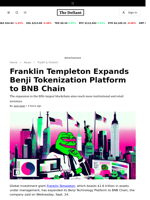Franklin Templeton Expands Benji Tokenization Platform to BNB Chain - 