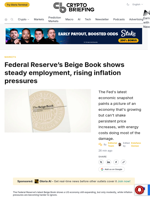 Federal Reserve’s Beige Book shows steady employment, rising inflation pressures