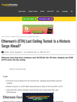 Ethereum’s (ETH) Last Ceiling Tested: Is a Historic Surge Ahead?