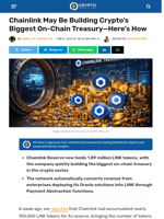 Chainlink May Be Building Crypto’s Biggest On-Chain Treasury