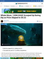 Whale Move: 130M DOGE Scooped Up During Dip as Price Slipped to $0.22