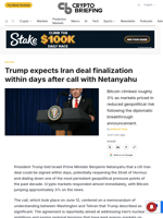 Trump expects Iran deal finalization within days after call with Netanyahu