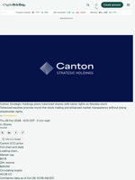 Canton Strategic Holdings plans tokenized shares with same rights as Nasdaq stock