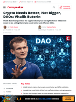 Vitalik Buterin: Crypto Needs Better DAOs
