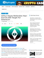 Arthur Hayes Reiterates Year-End $5,000 Target For Ethereum ⋆ ZyCrypto