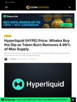 Hyperliquid (HYPE) Price: Whales Buy the Dip as Token Burn Removes 4.99% of Max Supply - CoinCentral