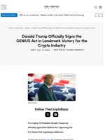 Donald Trump Officially Signs the GENIUS Act in Landmark Victory for the Crypto Industry
