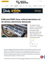 PJM and FERC face critical decisions on AI-driven electricity demands