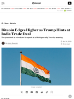 Bitcoin Edges Higher as Trump Hints at India Trade Deal - Decrypt