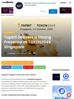 Tapbit Delivers a Strong Presence at TOKEN2049 Singapore | Live Bitcoin News
