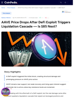 AAVE Price Drops After DeFi Exploit Triggers Liquidation Cascade — Is $85 Next?
