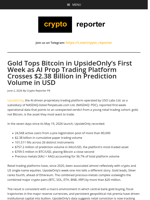 Gold Tops Bitcoin in UpsideOnly's First Week as AI Prop Trading Platform Crosses $2.38 Billion in Prediction Volume in USD