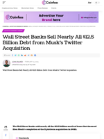 Wall Street Banks Sell Nearly All $12.5 Billion Debt from Musk’s Twitter Acquisition
