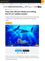 Whales Selling Behavior Could Mean It’s Late in the Cycle