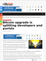 Bitcoin upgrade is splitting developers and purists - The Crypto News Wire