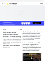 U.S. Justice  Dept. Seeks 20-Year Sentence for Celsius Founder Alex Mashinsky 