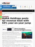 MARA Holdings posts Q2 revenue beat with 64% year-on-year jump - The Crypto News Wire