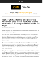 AlphaTON Capital CIO and Executive Chairman Enzo Villani Featured in Live Interview at Nasdaq MarketSite with IPO Edge