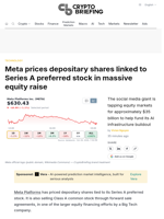 Meta prices depositary shares linked to Series A preferred stock in massive equity raise