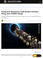 Pump.Fun Streamers Leak Drake's Iceman Song, See 3,000% Surge - DailyCoin