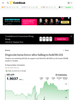 DOGE price news: Dogecoin turns lower after failing to hold $0.124