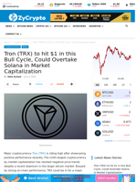 Tron (TRX) to hit $1 in this Bull Cycle, Could Overtake Solana in Market Capitalization ⋆ ZyCrypto