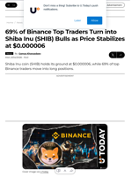 69% of Binance Top Traders Turn into Shiba Inu (SHIB) Bulls as Price Stabilizes at $0.000006 - U.Today