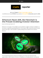 Ethereum Nears $4K, But Nexchain Is the Presale Grabbing Investor Attention