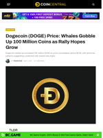 Dogecoin (DOGE) Price: Whales Gobble Up 100 Million Coins as Rally Hopes Grow - CoinCentral