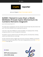 $200K+ Raised in Less than a Week: WeWake Presale Gains Momentum As Cardano Remains Stagnant