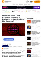 Massive Data Leak Exposes Password Problem — Is a Radical Fix Coming? – Technology Bitcoin News