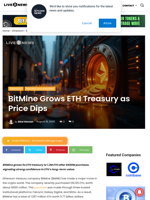 BitMine Grows ETH Treasury as Price Dips  | Live Bitcoin News
