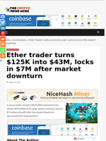 Ether trader turns $125K into $43M, locks in $7M after market downturn - The Crypto News Wire