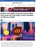 Binance Coin (BNB) and Rexas Finance (RXS) Set for New All-Time Highs in 2025, But What of Shiba Inu (SHIB)?