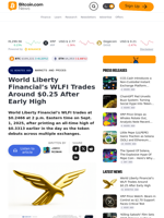 World Liberty Financial’s WLFI Trades Around $0.25 After Early High – Markets and Prices Bitcoin News