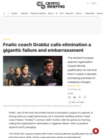 Fnatic coach Grabbz calls elimination a gigantic failure and embarrassment