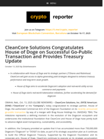 CleanCore Solutions Congratulates House of Doge on Successful Go-Public Transaction and Provides Treasury Update