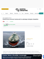 Israeli forces uncover Iranian plot to sabotage strategic oil pipeline