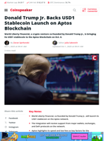 Donald Trump Jr. Supports USD1 Stablecoin Launch on Aptos