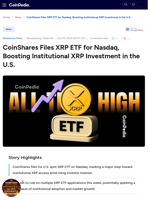 CoinShares Files XRP ETF for Nasdaq, Boosting Institutional XRP Investment in the U.S.