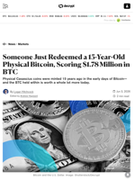 Someone Just Redeemed a 15-Year-Old Physical Bitcoin, Scoring $1.78 Million in BTC - Decrypt