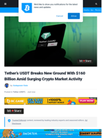 Tether’s USDT Breaks New Ground With $160 Billion Amid Surging Crypto Market Activity | Bitcoinist.com