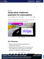 Stripe pilots stablecoin payments for subscriptions