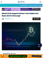 Bitcoin Finds Support At Short-Term Holder Cost Basis, But For How Long?