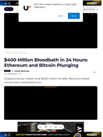 $400 Million Bloodbath in 24 Hours: Ethereum and Bitcoin Plunging - U.Today
