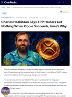 Charles Hoskinson Says XRP Holders Get Nothing When Ripple Succeeds, Here’s Why