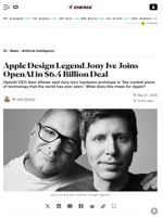 Apple Design Legend Jony Ive Joins OpenAI in $6.4 Billion Deal - Decrypt
