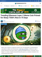 Trending Ethereum Layer-2 Meme Coin Primed for Sharp 7500% Rise in 75 Days
